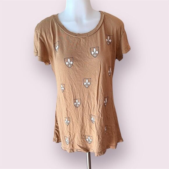 WILDFOX Early 2010s OG Wildfox Era Fleur-De-Lis Distressed Tee - Picture 1 of 8